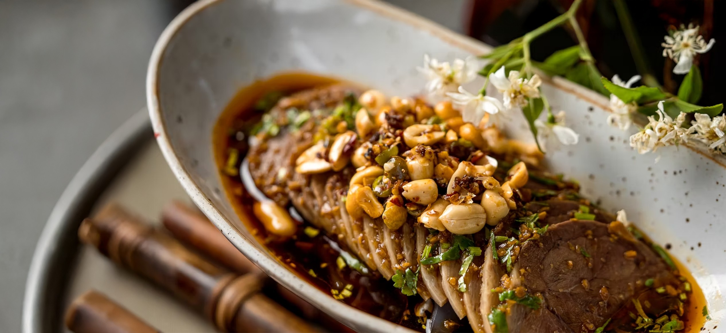 Sichuan style hot and sour venison tendon